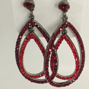 'Ruby Night' Diva Dangle Double Teardrop Earrings